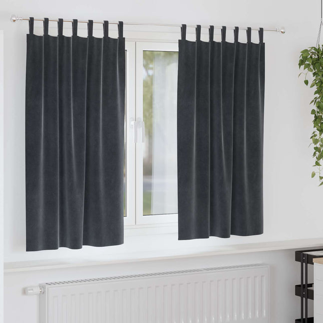 Mørklægningsgardiner 2 pcs Mørkegrå 140 x 175 cm Fløjl