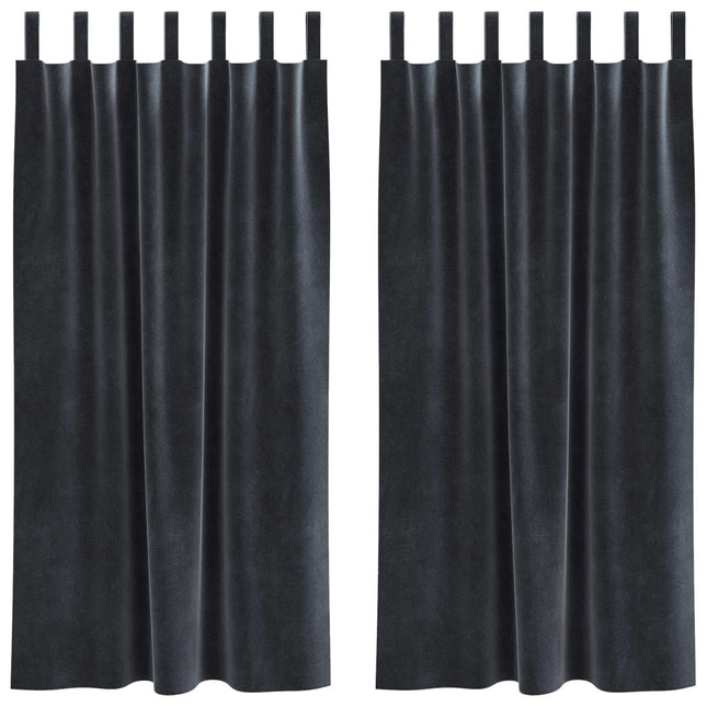 Mørklægningsgardiner 2 pcs Mørkegrå 140 x 175 cm Fløjl