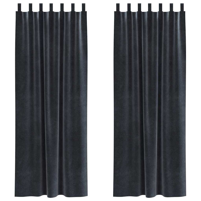 Mørklægningsgardiner 2 pcs Mørkegrå 140 x 245 cm Fløjl