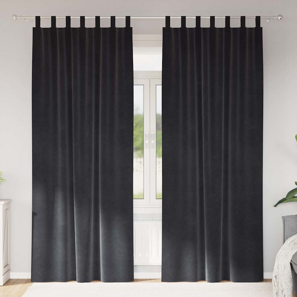 Mørklægningsgardiner 2 pcs Mørkegrå 140 x 260 cm Fløjl