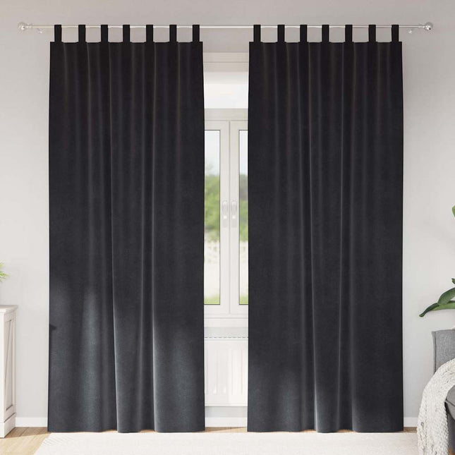 Mørklægningsgardiner 2 pcs Mørkegrå 140 x 260 cm Fløjl