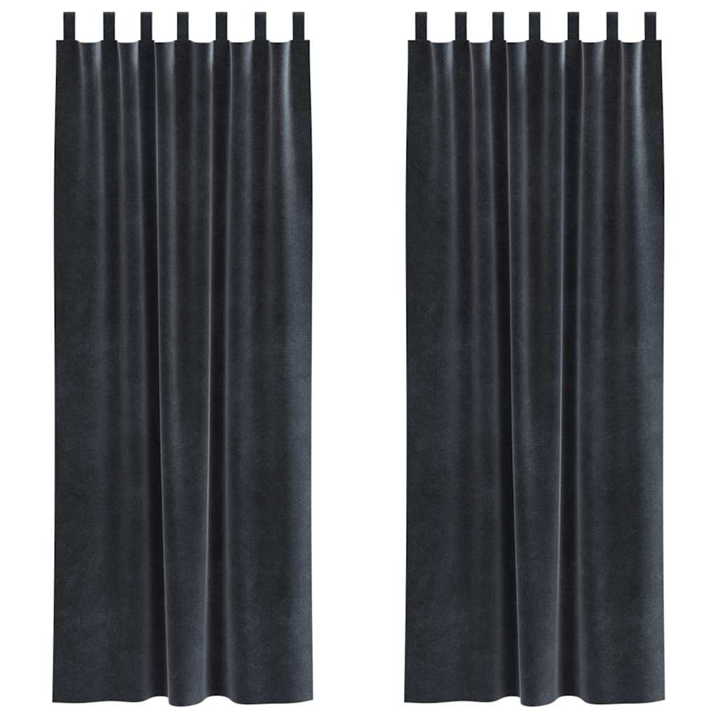 Mørklægningsgardiner 2 pcs Mørkegrå 140 x 260 cm Fløjl