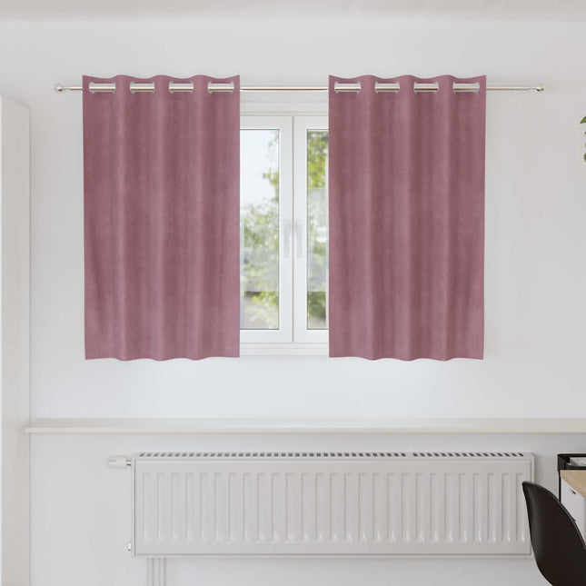 Mørklægningsgardiner 2 pcs Mørk pink 140 x 140 cm Fløjl