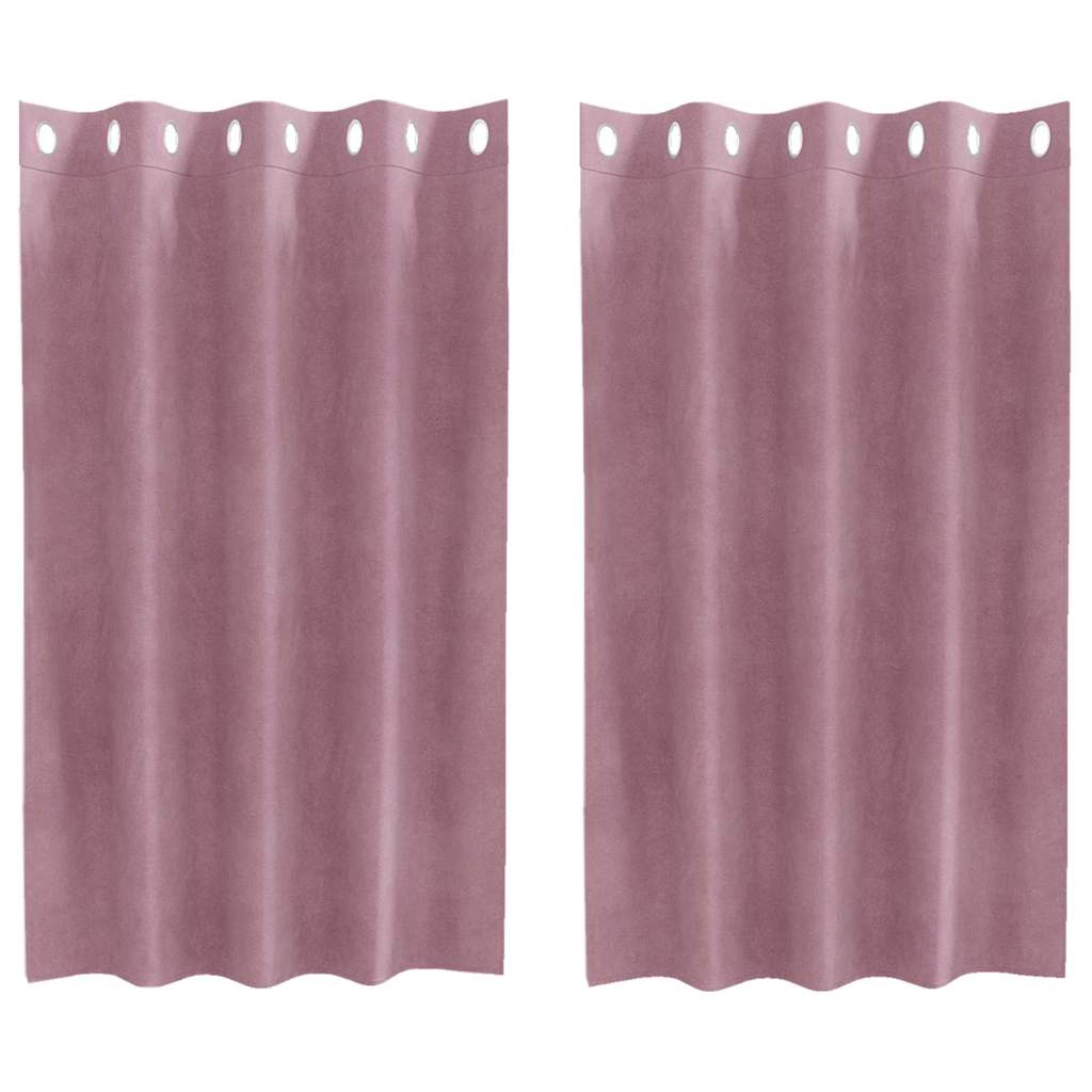 Mørklægningsgardiner 2 pcs Mørk pink 140 x 140 cm Fløjl