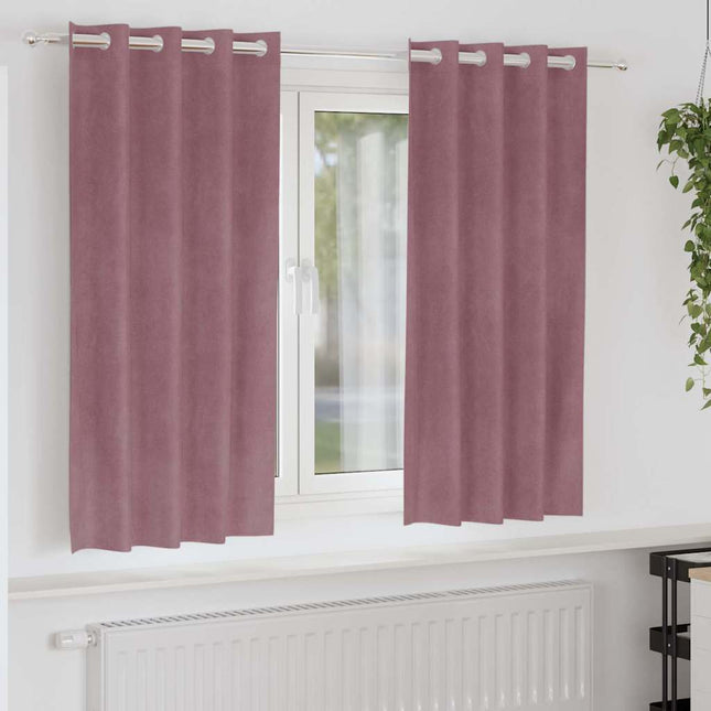 Mørklægningsgardiner 2 pcs Mørk pink 140 x 175 cm Fløjl