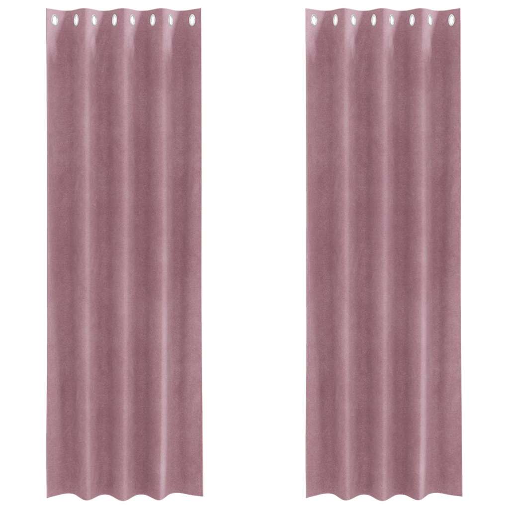 Mørklægningsgardiner 2 pcs Mørk pink 140 x 225 cm Fløjl