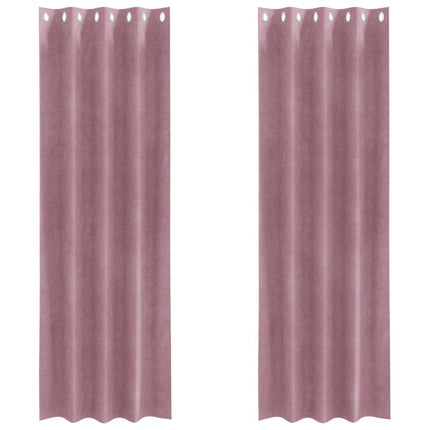 Mørklægningsgardiner 2 stk. Mørk pink 140 x 245 cm Fløjl