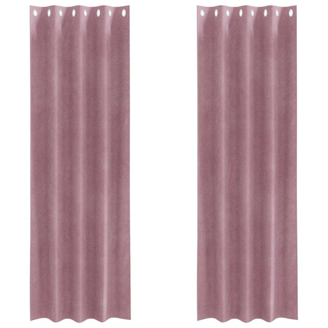 Mørklægningsgardiner 2 stk. Mørk pink 140 x 245 cm Fløjl