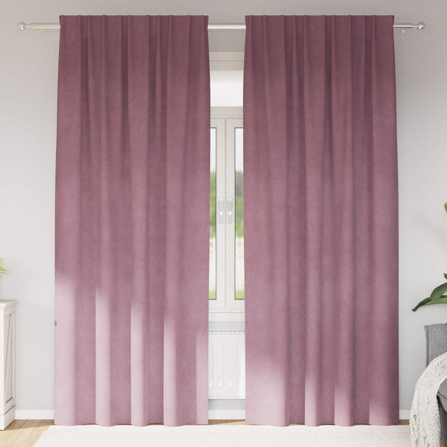Mørklægningsgardiner 2 pcs Mørk pink 140 x 245 cm Fløjl