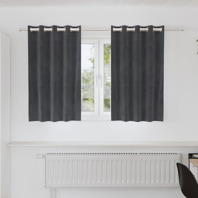 Mørklægningsgardiner 2 stk. Lysegrå 140 x 140 cm Fløjl