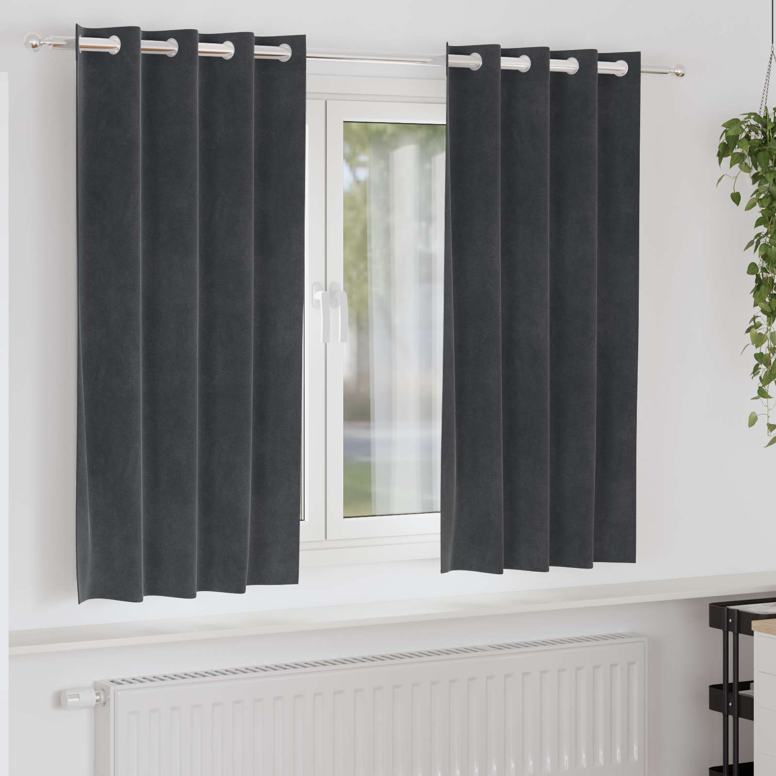 Mørklægningsgardiner 2 pcs Lysegrå 140 x 175 cm Fløjl