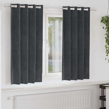 Mørklægningsgardiner 2 pcs Lysegrå 140 x 175 cm Fløjl