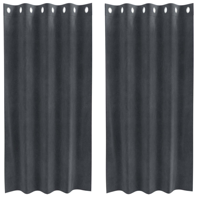 Mørklægningsgardiner 2 pcs Lysegrå 140 x 175 cm Fløjl