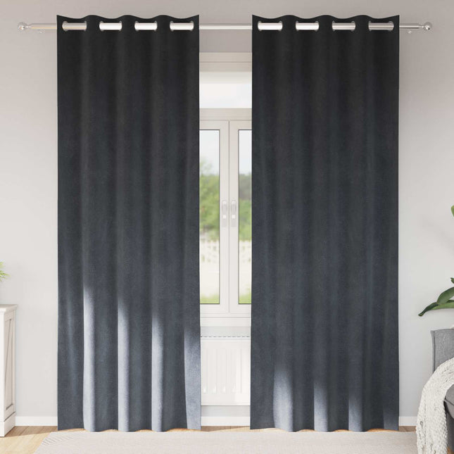 Mørklægningsgardiner 2 pcs Lysegrå 140 x 225 cm Fløjl