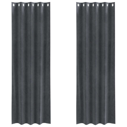 Mørklægningsgardiner 2 pcs Lysegrå 140 x 225 cm Fløjl