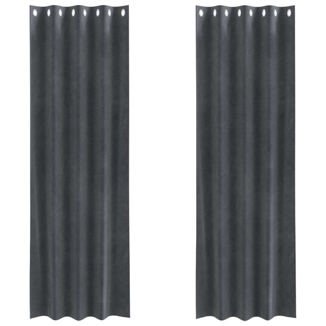 Mørklægningsgardiner 2 pcs Lysegrå 140 x 260 cm Fløjl