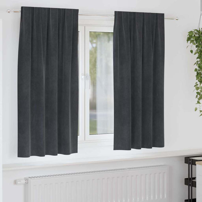 Mørklægningsgardiner 2 pcs Lysegrå 140 x 175 cm Fløjl