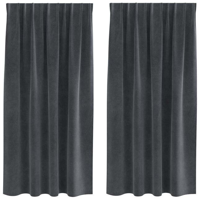Mørklægningsgardiner 2 pcs Lysegrå 140 x 175 cm Fløjl