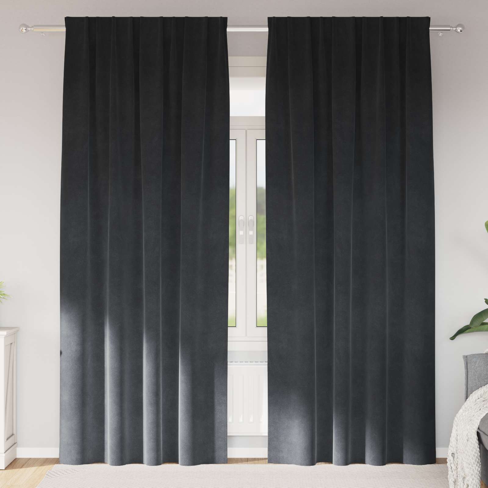 Mørklægningsgardiner 2 pcs Lysegrå 140 x 260 cm Fløjl
