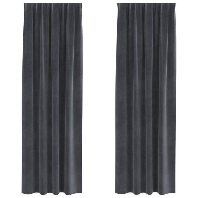 Mørklægningsgardiner 2 pcs Lysegrå 140 x 260 cm Fløjl