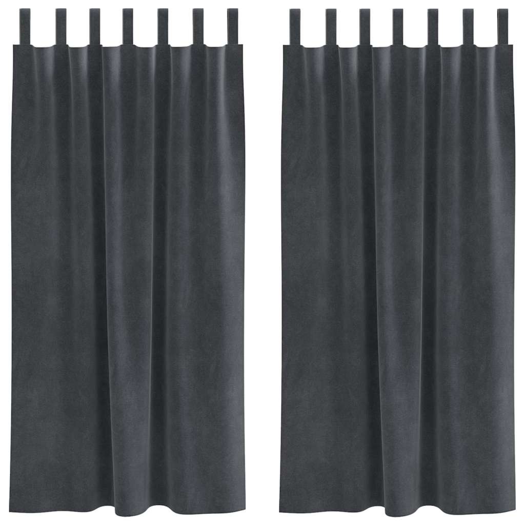 Mørklægningsgardiner 2 pcs Lysegrå 140 x 175 cm Fløjl