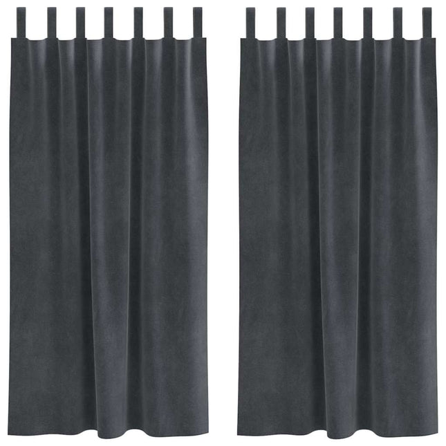 Mørklægningsgardiner 2 pcs Lysegrå 140 x 175 cm Fløjl