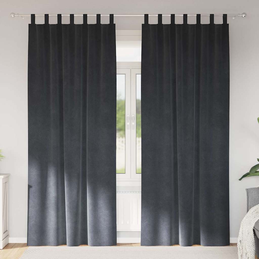 Mørklægningsgardiner 2 pcs Lysegrå 140 x 225 cm Fløjl