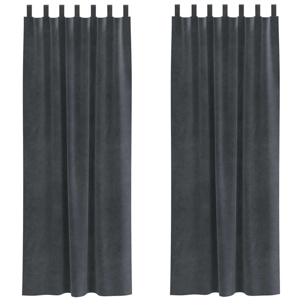 Mørklægningsgardiner 2 pcs Lysegrå 140 x 225 cm Fløjl