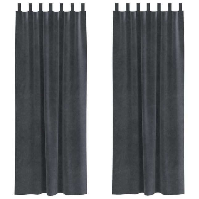 Mørklægningsgardiner 2 pcs Lysegrå 140 x 225 cm Fløjl