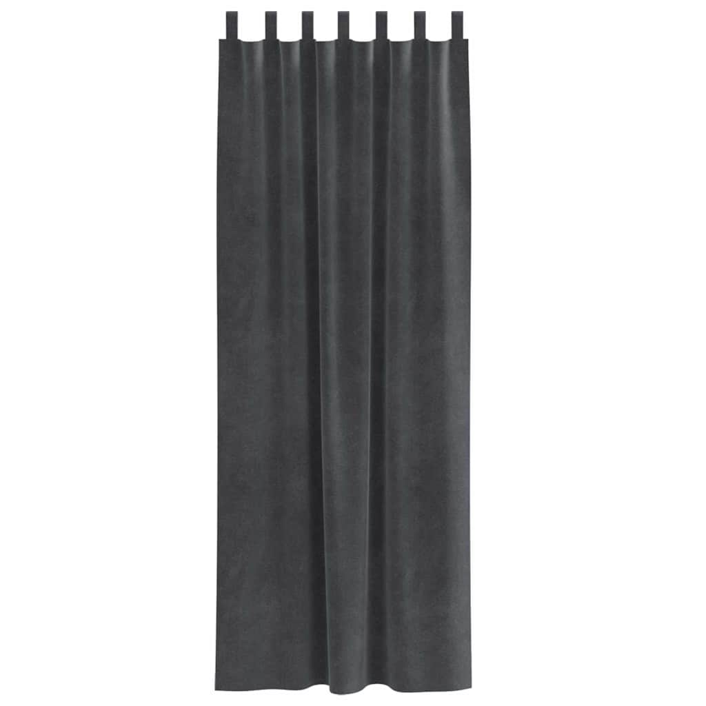 Mørklægningsgardiner 2 pcs Lysegrå 140 x 225 cm Fløjl