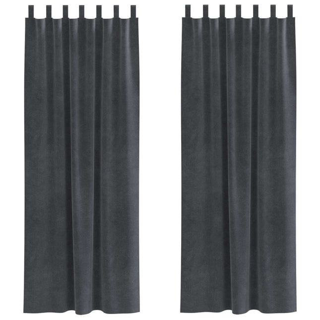 Mørklægningsgardiner 2 pcs Lysegrå 140 x 245 cm Fløjl