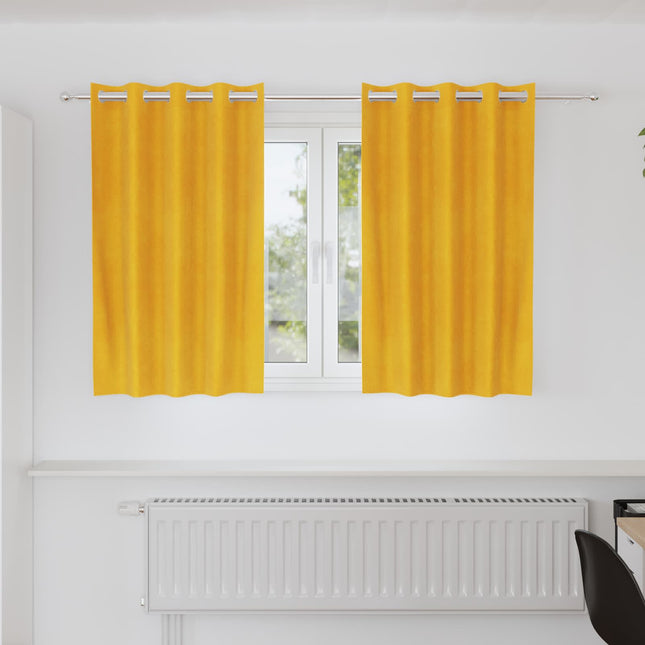 Mørklægningsgardiner 2 pcs Sennepsgul 140 x 140 cm Fløjl