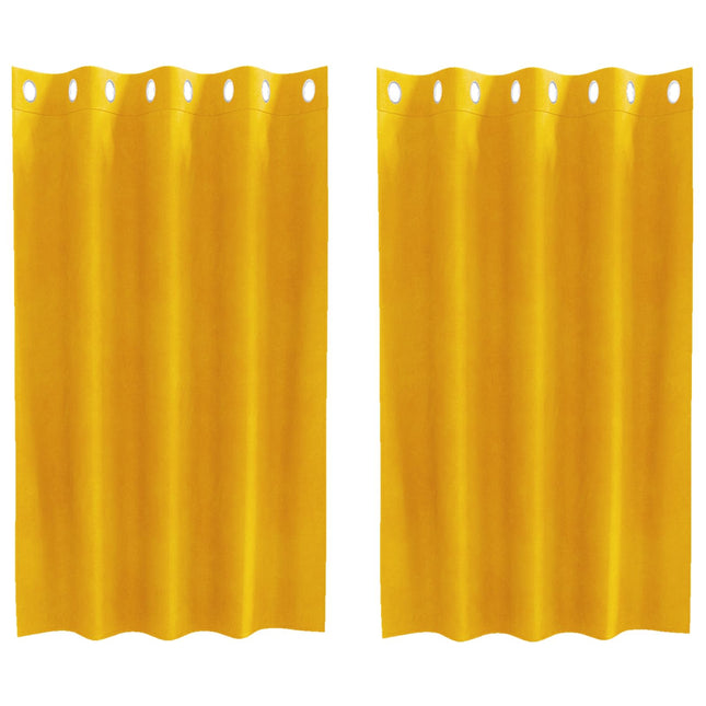 Mørklægningsgardiner 2 pcs Sennepsgul 140 x 140 cm Fløjl
