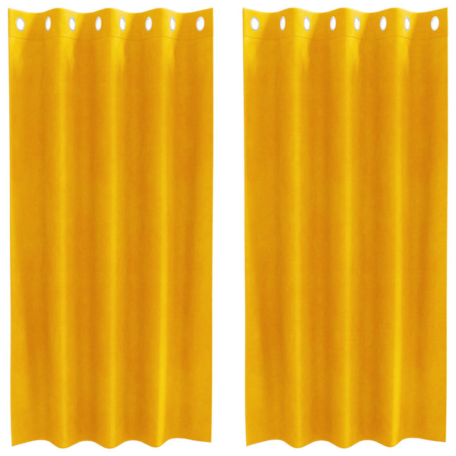 Mørklægningsgardiner 2 pcs Sennepsgul 140 x 175 cm Fløjl
