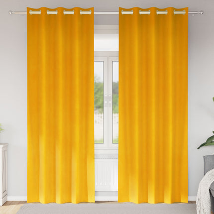 Mørklægningsgardiner 2 stk. Sennepsgul 140 x 245 cm Fløjl