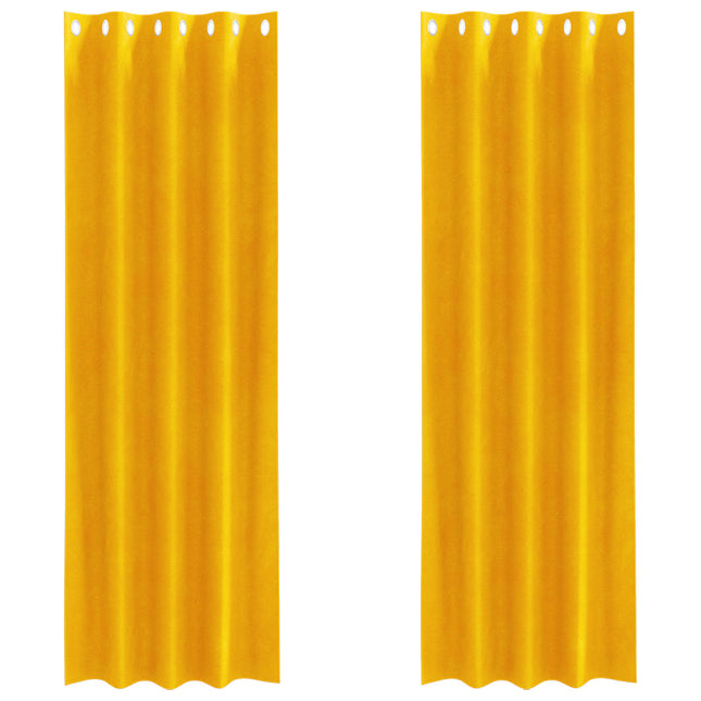 Mørklægningsgardiner 2 pcs Sennepsgul 140 x 245 cm Fløjl