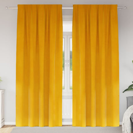 Mørklægningsgardiner 2 stk. Sennepsgul 140 x 225 cm Fløjl