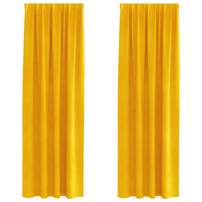 Mørklægningsgardiner 2 pcs Sennepsgul 140 x 225 cm Fløjl