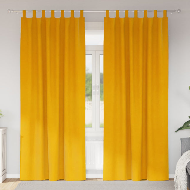 Mørklægningsgardiner 2 pcs Sennepsgul 140 x 225 cm Fløjl
