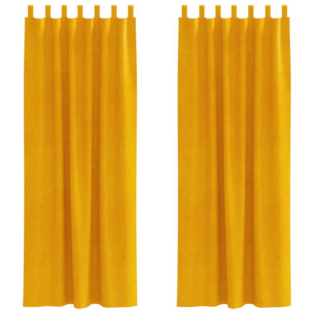 Mørklægningsgardiner 2 pcs Sennepsgul 140 x 225 cm Fløjl