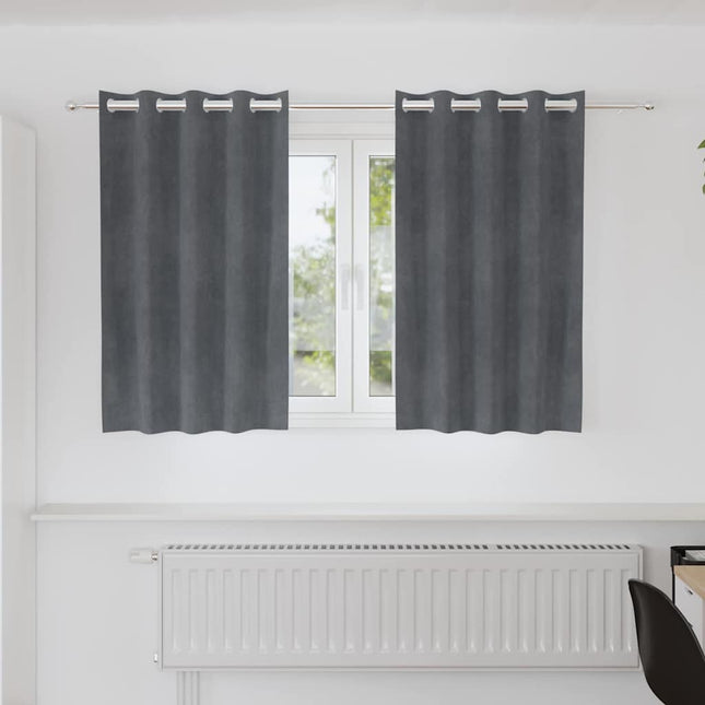 Mørklægningsgardiner 2 stk. Lysegrå 140 x 140 cm Fløjl