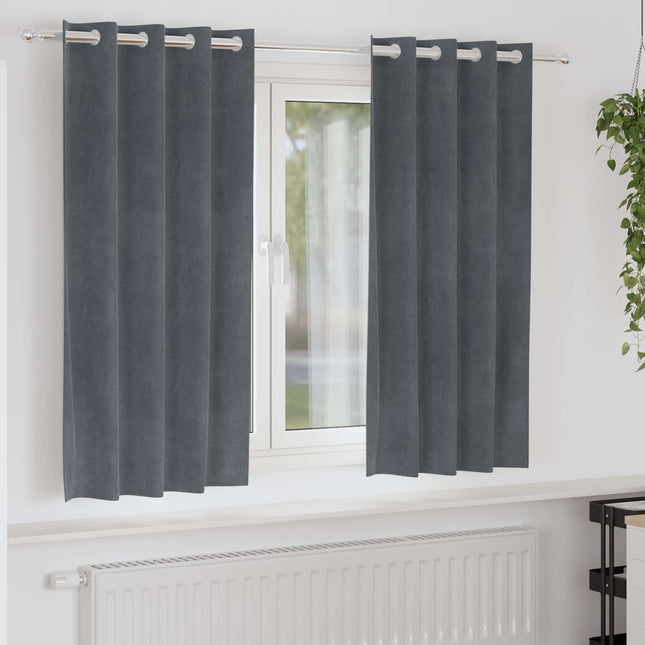 Mørklægningsgardiner 2 pcs Lysegrå 140 x 175 cm Fløjl