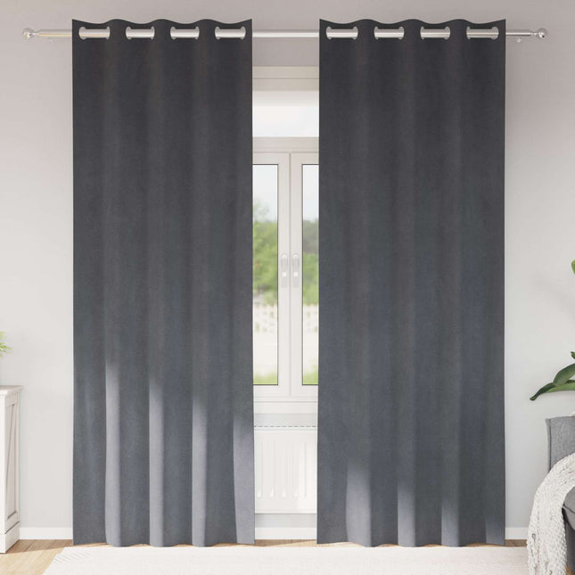 Mørklægningsgardiner 2 pcs Lysegrå 140 x 245 cm Fløjl