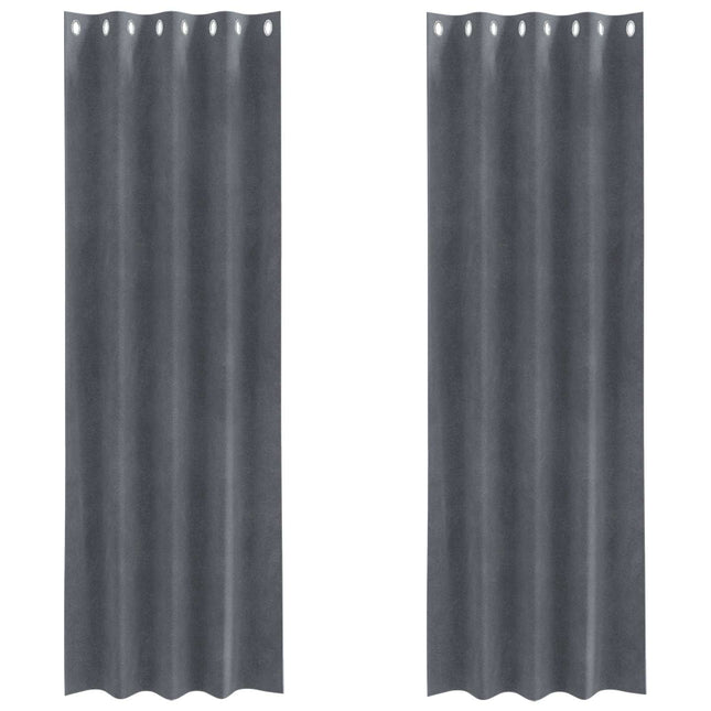 Mørklægningsgardiner 2 pcs Lysegrå 140 x 245 cm Fløjl