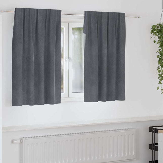 Mørklægningsgardiner 2 pcs Lysegrå 140 x 140 cm Fløjl