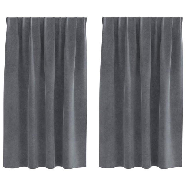 Mørklægningsgardiner 2 pcs Lysegrå 140 x 140 cm Fløjl