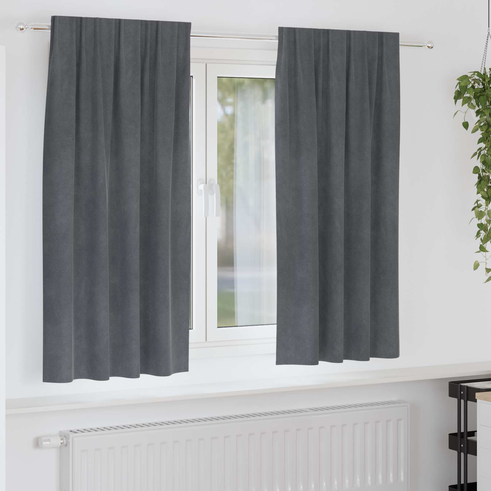 Mørklægningsgardiner 2 pcs Lysegrå 140 x 175 cm Fløjl