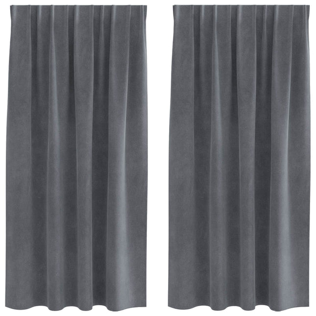 Mørklægningsgardiner 2 pcs Lysegrå 140 x 175 cm Fløjl