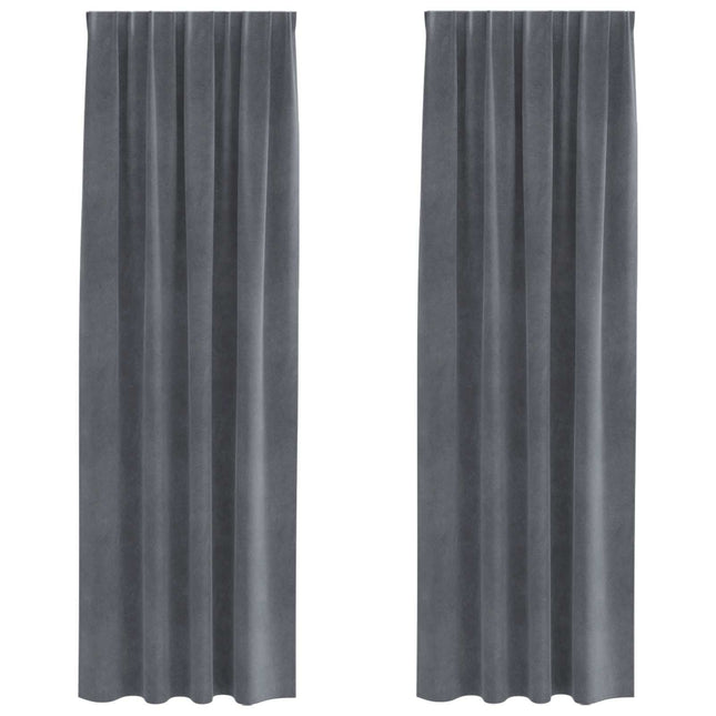 Mørklægningsgardiner 2 pcs Lysegrå 140 x 245 cm Fløjl