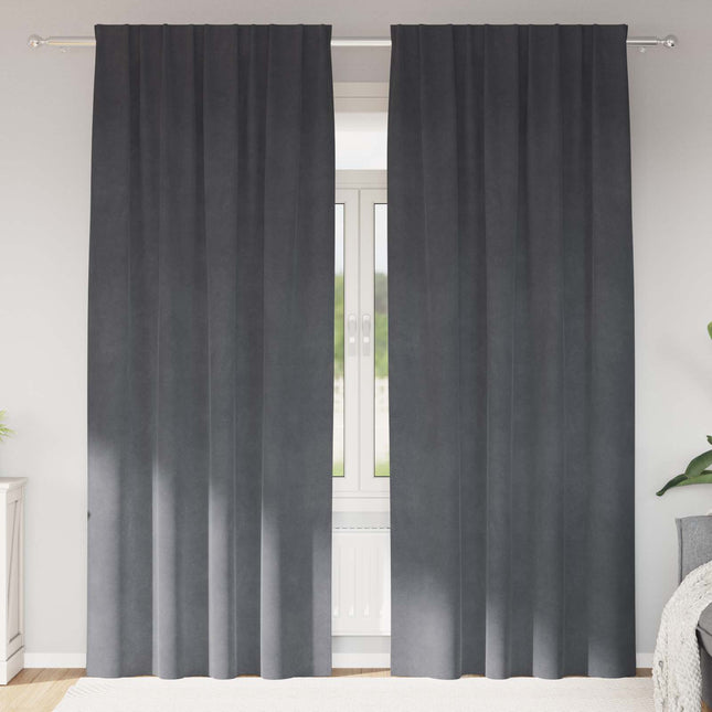 Mørklægningsgardiner 2 pcs Lysegrå 140 x 260 cm Fløjl
